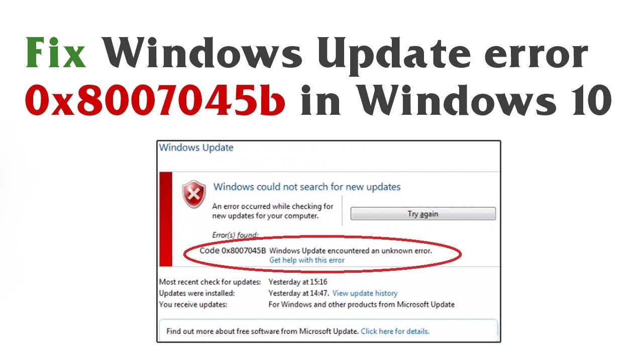 How To Fix Windows Update Error 0x8007045b In Windows 10 - YouTube