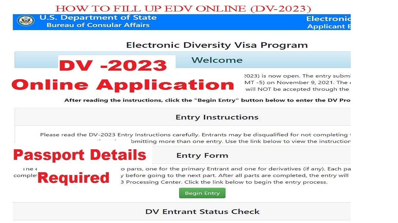 Diversity VISA Program (DV-2023) Online Application Process || How To ...