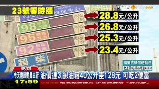 23日汽油漲0.8元！連3週漲　民眾趕加油