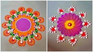 Easy and simple rangoli design for festival | 2 flowers rangoli | RR \u0026 RH