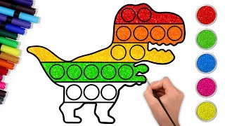 How to Draw Pop It Dinosaur🦖| Easy Step By Step Drawing | Chiki Art | HooplaKidz How To