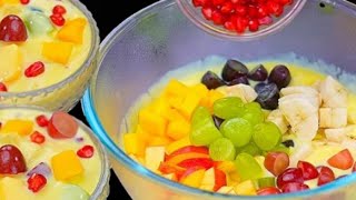 Fruit custard easy dessert  recipe! ইফতারে প্রাণ ঠাণ্ডা করা রেসিপি ॥ রমজান স্পেশাল ফ্রুট কাস্টার্ড