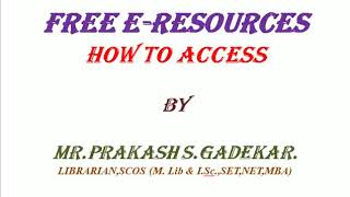How to Access free E-RESOURCES