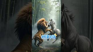 当一头狮子和一匹白马混合，猜猜会变成什么样的怪兽？#animals #beast #fusion #house #lion #怪兽