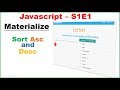 Javascript S1E1 : Materializecss - Sort List Ascending/Descending