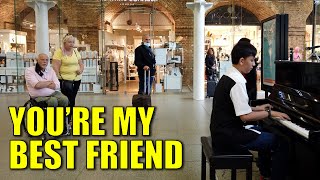 Arsenal & Watford Fans Unite! Playing Queen You're My Best Friend Piano in Train Station | Cole Lam