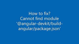 Cannot find module '@angular-devkit/build-angular/package.json'