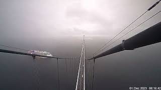 Icon of the Seas clears the Storebaelt (Great Belt) bridge in Denmark