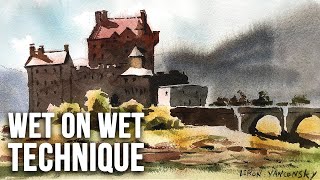 Wet On Wet Watercolor Technique - Scottish Castle