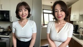 【4K】熟女 コレクション | おしゃれな服装で料理をする55歳の女性