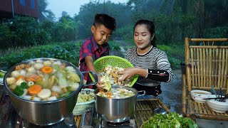 Heavy rain day, Mommy and son make Suki soup / Yummy Suki soup cooking