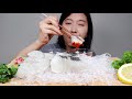 asmr raw fish sea bass sashimi mukbang eating sounds no talking najin