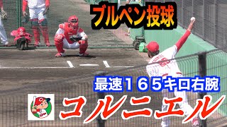 【最速１６５キロ右腕】コルニエル投手（広島東洋カープ）ブルペン投球！【２０２３／３／３１＠由宇練習場】