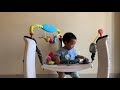 evenflo exersaucer jump and learn stationary jumper jam session assembly and review