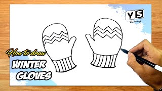How to draw Winter Gloves