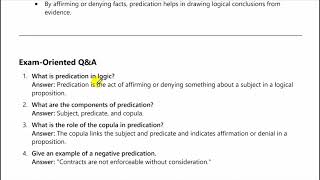 19 - Meaning of predication with special reference to the copula.