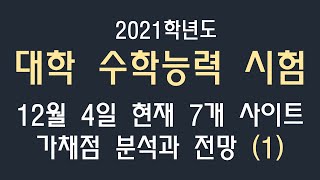 2021학년도 - 7개 사이트 가채점 분석 : 국어, 수리(가), 수리(나)