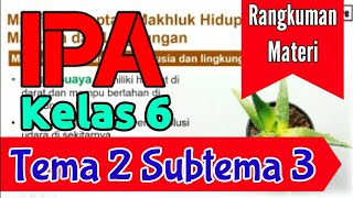 Rangkuman Materi | IPA ( Manfaat Adaptasi dan Pelestarian Makhluk Hidup ) - Kelas 6 Tema 2 Subtema 3