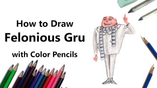 How to Draw Gru from Despicable Me with Color Pencils [Time Lapse]