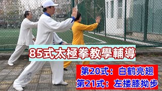 【教学辅导】85式杨氏太极拳分解教学（第二十、二十一式）【白鹤亮翅、左搂膝拗步】Movement Guidance：Yang StyleTaiChi 85 (Form20，21）