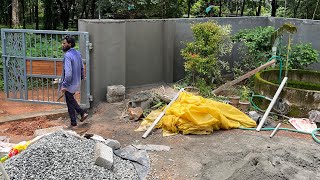 Rail gate set ചെയ്ത് മതിൽ കെട്ട് പ്ലാസ്റ്ററിങ്