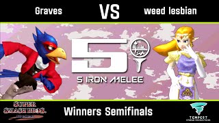 Graves (Falco) vs weed lesbian (Zelda) - Melee Winners Semifinals -  Five Iron Melee 27