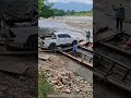 Car transportation by wooden boats on waterways