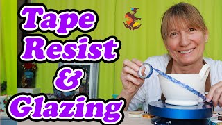 How to Tape Resist and Glaze Pottery - Cool Pottery Glazing Techniques