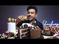 birthday mukbang choco vanilla cake truffle cake pineapple cake chocolate cake homemade donuts