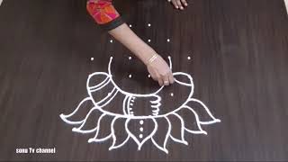 Vinayagar /Ganesh chathurthi rangoli with 6 dots,vinayaka chavithi rangoli, fesival/pooja rangoli,