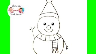 how to draw a snowman| snowman drawing ☃️ | beautiful snowman easy step by step❤