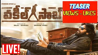 Vakeel Saab Teaser | Live View count Likes Comments | Pawan Kalyan, Sruthi Hasan