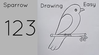 how to draw sparrow drawing from 123 number easy step by step@Kids Drawing Talent