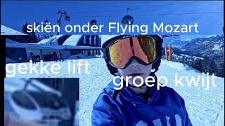 groep kwijtraken tijdens skiën onder Flying Mozart in Wagrain en in een bijzondere lift zitten⛷️🎿🏔️🚡