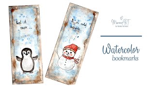 Watercolor bookmarks - simple ink and watercolor for beginners