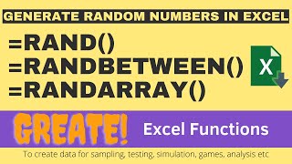 Excel Tips & Tricks I Excel Functions I RAND, RANDBETWEEN, RANDARRAY Functions
