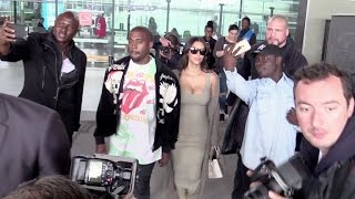 EXCLUSIVE - Kim Kardashian and Kanye West arriving at the airport in Paris