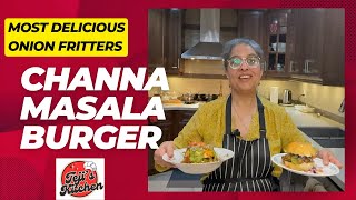 Mouth Watering - Onion Fritter Channa Masala Burger