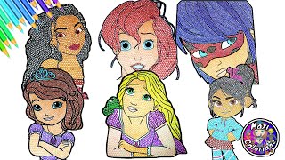 DISNEY PRINCESS, MIRACULOUS,SOFIA AND VANELLOPE COLORING BOOK PAGES MASHUP - COLORIER PRINCESSES