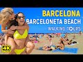 4K Barcelona (Spain) Barceloneta Beach Walking Tour • September 2022