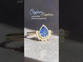 Custom Ceylon Sapphire | Pear Cut Blue Sapphire Diamond Engagement Ring | Sunburst Half Halo Design