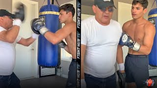 RYAN GARCIA HAS TOO MUCH POWER! MAKES DAD QUIT MITTS AFTER A FLURRY OF PUNCHES!