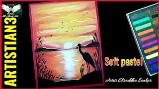 How to draw sunset scenery for beginners with soft pastel step by step