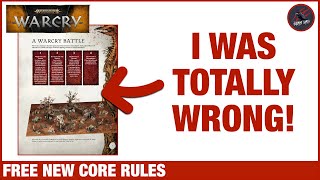 I was totally WRONG! The Warcry Core Rules PDF is here ... and it's FREE!