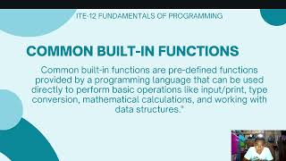 STRING METHODS, COMMON BUILT IN FUNCTIONS, AND BASIC MODULES/CLASSES