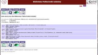 Instrukcja korzystania z katalogu Biblioteki Politechniki Łódzkiej (książka, po haśle)