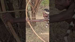 Using handmade bow and arrow from the age of 5 #hadzabetribe #africantribe #bushcraft