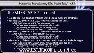 SQL Training - Structured Query Language Tutorial - The ALTER TABLE Statement Lesson