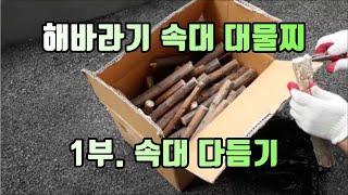 해바라기 속대 대물찌 만들기 1부. 소재 다듬기