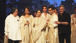 Sonam Kapoor, Karan Johar And Shweta Bachchan At Abu Jani-Sandeep Khosla's Fashion Show